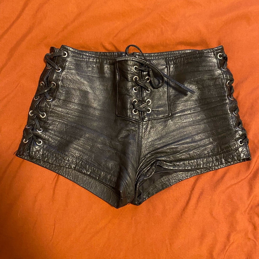 HOT LEATHERS vintage RARE biker laceup shorts